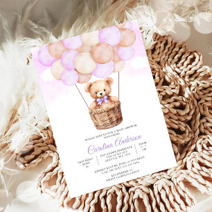 Teddy Bear Balloon Baby Shower Invitation