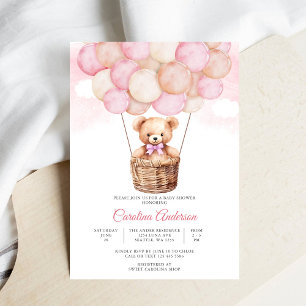 Teddy Bear Balloon Baby Shower Invitation