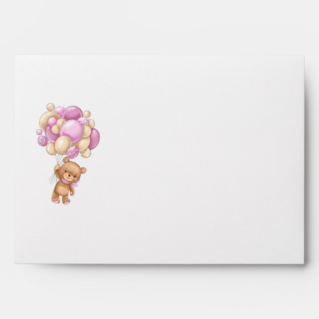 Teddy Bear Balloon Baby Shower Invitations  Envelo Envelope (Front)