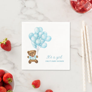 Teddy Bear Balloon Baby Shower  Napkin