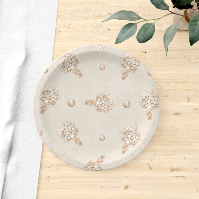 Teddy Bear Balloon Baby Shower Paper Plate (Creator Uploaded)