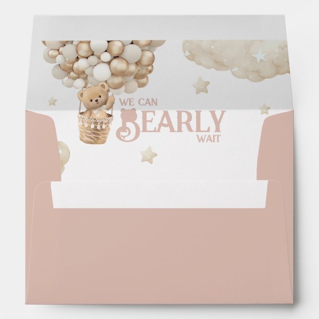 Teddy Bear Balloon Bearly Wait Baby Shower  Envelope (Back (Bottom))