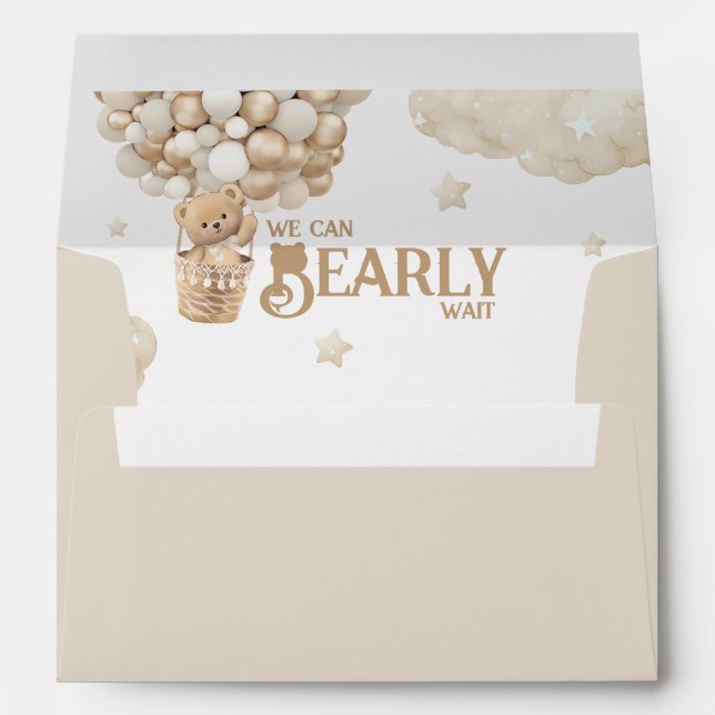 Teddy Bear Balloon Bearly Wait Baby Shower  Envelope (Back (Bottom))