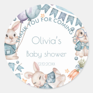 Teddy Bear Balloon Bearly Wait Baby Shower Favour Classic Round Sticker