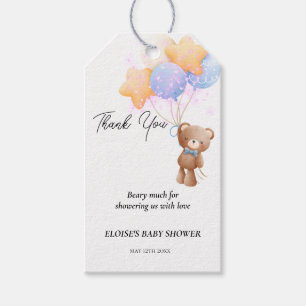 Teddy Bear Balloon Bearly Wait Baby Shower Gift Tags