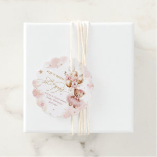 Teddy Bear Balloon Bearly Wait Girl Baby Shower Favour Tags