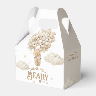 Teddy Bear Balloon Bearly Wait neutral Baby Shower Favour Box