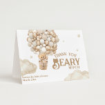 Teddy Bear Balloon Bearly Wait neutral Baby Shower Thank You Card<br><div class="desc">A little bear is on the way? Of course you’ll celebrate! This Bear Balloons " We Can Bearly Wait" design help you plan a great gender neutral Baby Shower!</div>