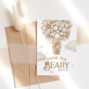 Teddy Bear Balloon Bearly Wait neutral Baby Shower Thank You Card