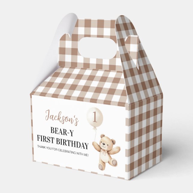 Teddy Bear Balloon Beary Birthday Thank You Favour Box (Front Side)