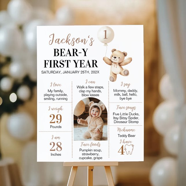 Teddy Bear Balloon Beary First Year Milestone Poster (Creator Uploaded)