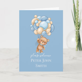 Teddy Bear Balloon Blue Announcement