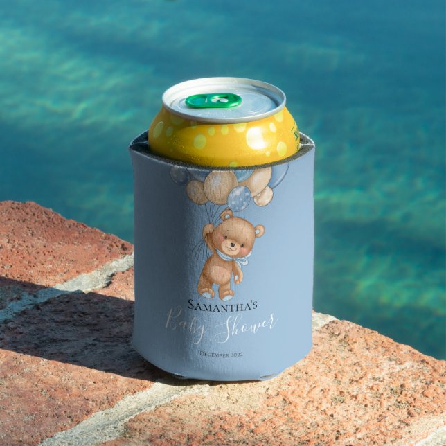 Teddy Bear Balloon Blue Can Cooler (In Situ Pool)