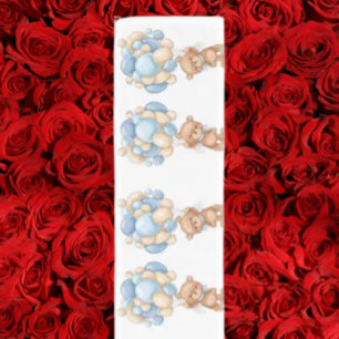 Teddy Bear Balloon Blue Short Table Runner