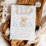 Teddy Bear Balloon Boy Bearly Wait Baby Shower Invitation<br><div class="desc">Teddy Bear Balloon Boy Bearly Wait Baby Shower Invitation
All designs are © PIXEL PERFECTION PARTY LTD</div>