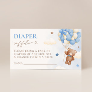 Teddy Bear Balloon Boy Diaper Raffle Card