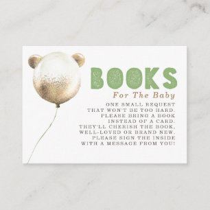 Teddy Bear Balloon Gold Brown Books Request Enclosure Card