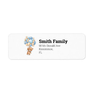 Teddy Bear Balloon  Label