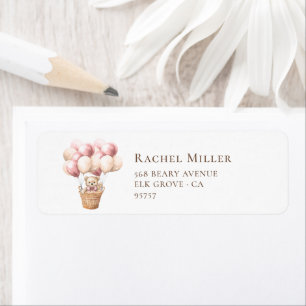 Teddy Bear Balloon Pink Baby Shower Return Address