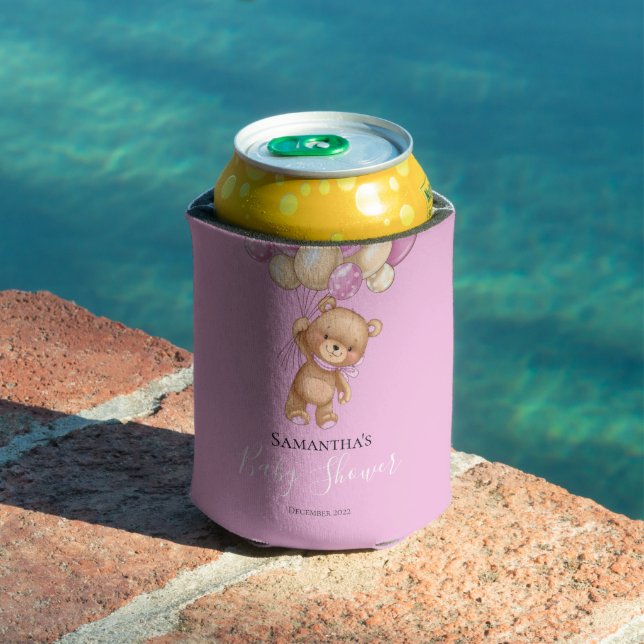 Teddy Bear Balloon PINK  Can Cooler (In Situ Pool)