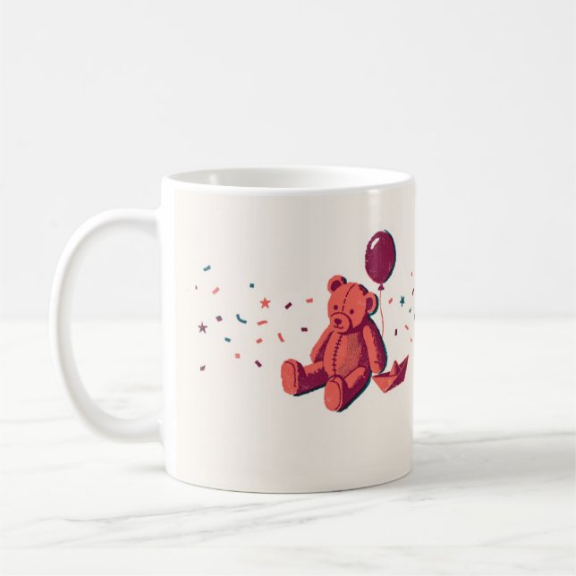 Teddy Bear Balloon Risograph Mug (Left)
