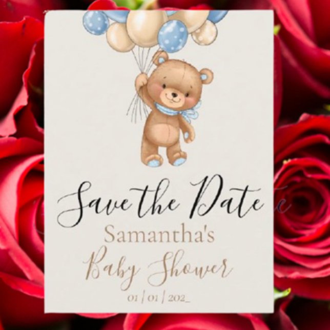 Teddy Bear Balloon Save the Date  Postcard (Announce your special day with a charming teddy bear balloon save the date postcard)