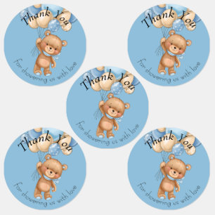 Teddy Bear BALLOON thank you  Labels