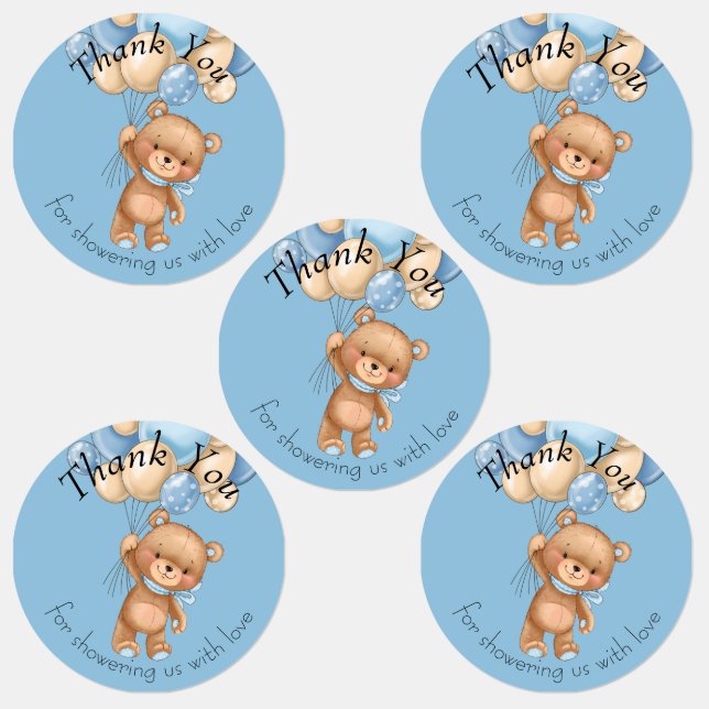 Teddy Bear BALLOON thank you  Labels (Group)