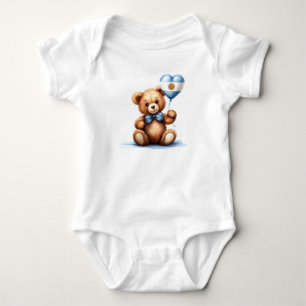 teddy bear & balloon with the Argentine flag. Baby Bodysuit