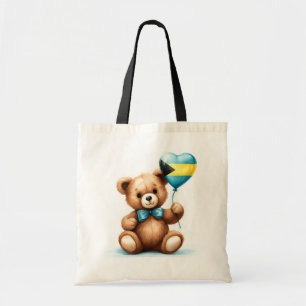teddy bear & balloon with the Bahamas flag. Tote Bag