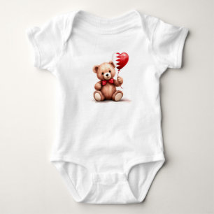 teddy bear & balloon with the Bahraini flag. Baby Bodysuit