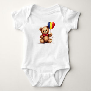 teddy bear & balloon with the Chadian flag. Baby Bodysuit