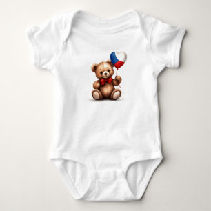 teddy bear & balloon with the Czech flag. Baby Bodysuit