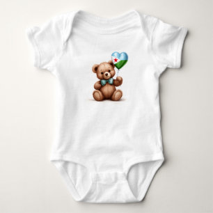 teddy bear & balloon with the Djiboutian flag. Baby Bodysuit