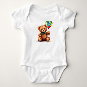 teddy bear & balloon with the Ethiopian flag. Baby Bodysuit