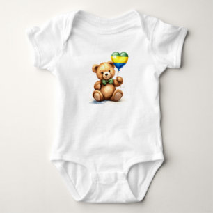 teddy bear & balloon with the Gabonese flag. Baby Bodysuit