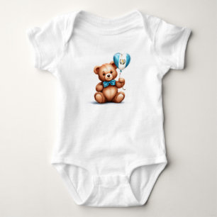 teddy bear & balloon with the Guatemalan flag. Baby Bodysuit