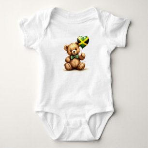 teddy bear & balloon with the Jamaican flag. Baby Bodysuit