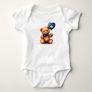 teddy bear & balloon with the Kosovo flag. Baby Bodysuit