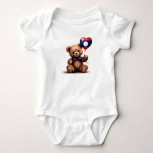 teddy bear & balloon with the Laos flag. Baby Bodysuit