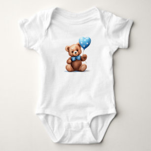 teddy bear & balloon with the Micronesia flag. Baby Bodysuit