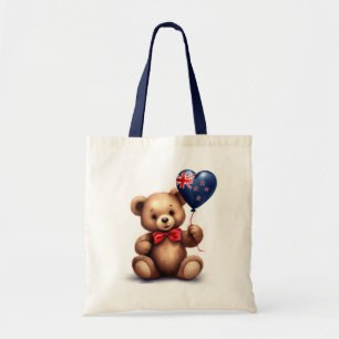 teddy bear & balloon with the New Zealand flag. Tote Bag