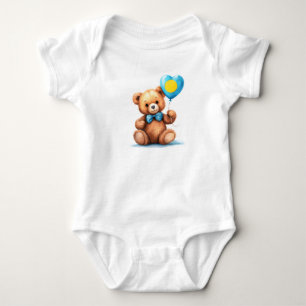 teddy bear & balloon with the Palau flag. Baby Bodysuit