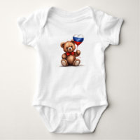teddy bear & balloon with the Russian flag.