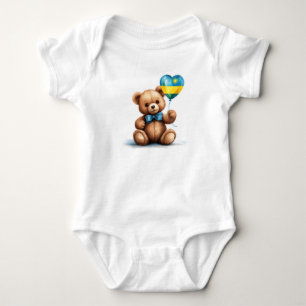 teddy bear & balloon with the Rwandan flag. Baby Bodysuit