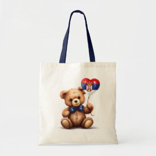 teddy bear & balloon with the Serbian flag. Tote Bag