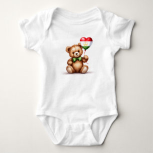 teddy bear & balloon with the Tajikistan flag. Baby Bodysuit