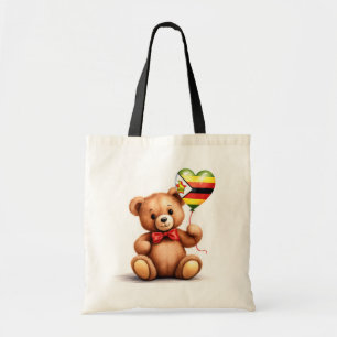 teddy bear & balloon with the Zimbabwean flag. Tote Bag