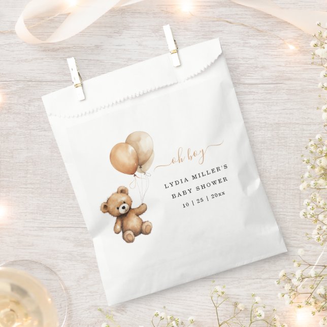 Teddy bear Balloons baby shower Gender neutral  Favour Bags (Clipped)