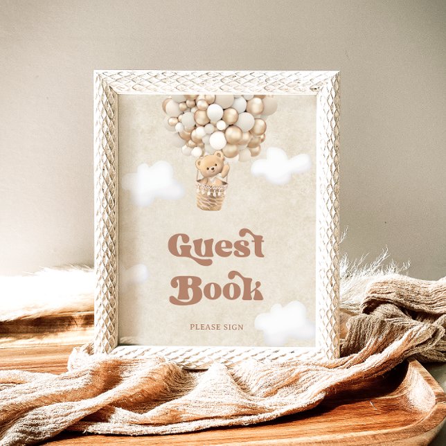 Teddy Bear Balloons Baby Shower Guest Book Poster (Creator Uploaded)
